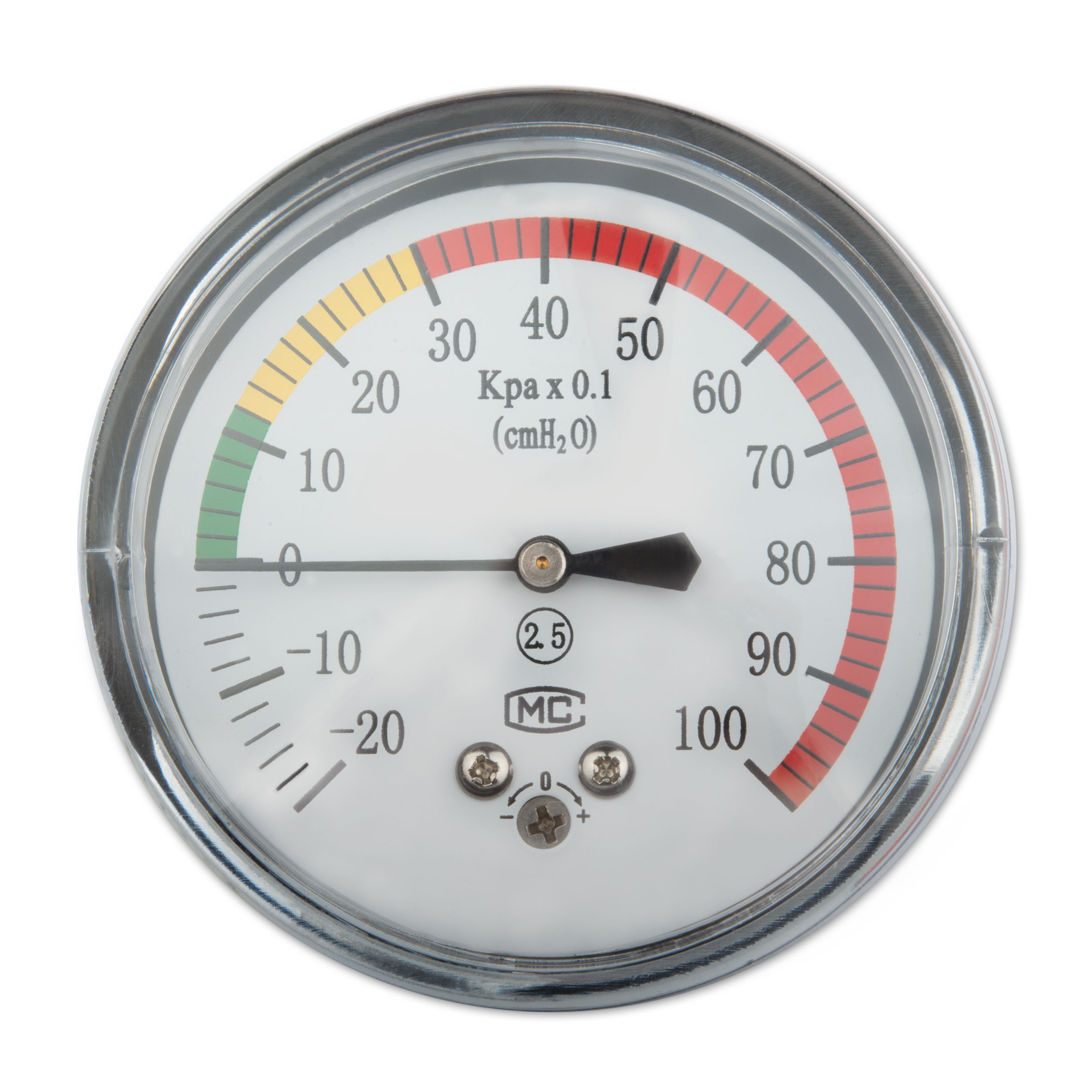 Manometer til trykprøvning af anæstesiapparat, front